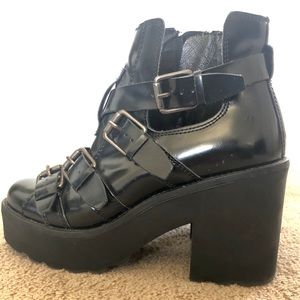 Topshop Platform Buckle Boots